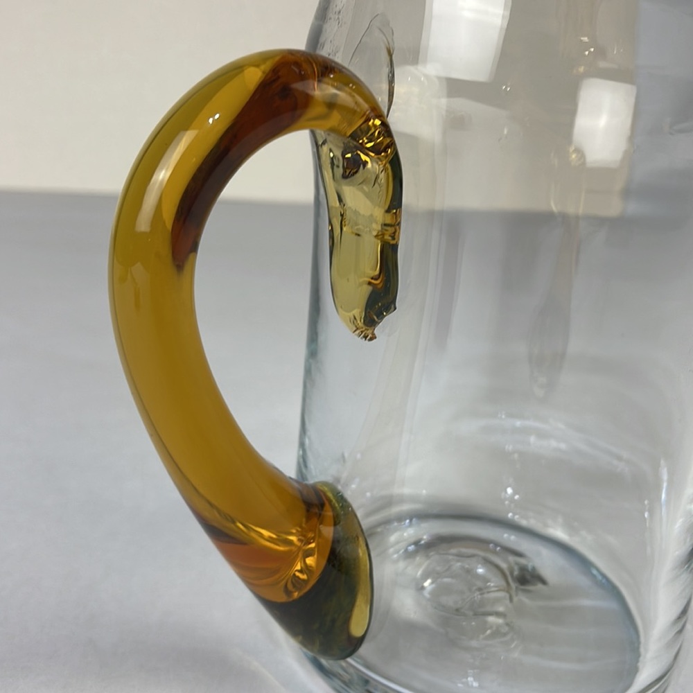 Vintage Blenko Handmade Blown Glass Pitcher - Picture 4 of 16